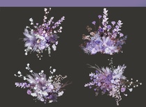 Wedding hand-painted floral purple romantic beautiful dreamy warm renderings design psd file material wedding