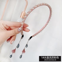 Childrens net red pearl false earrings hair band female Korean princess cute pressure hair headband hair card girl baby hair accessories