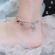 2022 foot chain woman pure silver coin safe lock long life plinth fox fairy foot ring silver bead 925 foot chain mid autumn gift