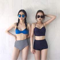 South Korea 2021 new bikini hipster retro split swimsuit women Summer high waist belly thin sexy wave spots