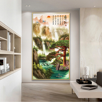 Porch decorative painting vertical aisle landscape painting welcoming pine murals living room hanging painting corridor flowing water making money painting