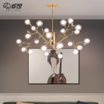 Nordic Lamp Living Room Dining Room Restaurant Bedroom Light Clothing Shop Shop Creative Magic Bean Molecular Personality Glass Bubble Chandelier