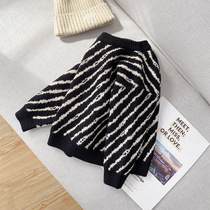 Childrens clothing autumn and winter childrens pullover sweater thickened medium childrens striped top 2021 new boys sweater