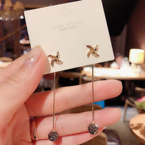 South Korea Dongdaemun Personality Windmill Flow Suearrings Woman Temperament 100 Hitch Fashion Brief Earrings 925 Silver Needle Ear Nail