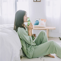 Autumn and winter literature and art simple class A long-staple cotton cotton home clothes suit pajamas Tianzhu cotton multi-color