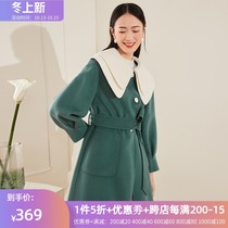 Three-color winter womens double color color doll neck wool double-sided tweed coat coat coat D046823D10