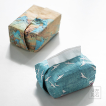 Qianli Jiangshan cotton linen fabric Chinese style paper bag tea ceremony ancient painting paper towel cloth bag tea ceremony accessories
