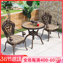 Outdoor Balcony Small Table And Chairs Outdoor Villa Courtyard Garden Garden Casual Cast Aluminum Tea Table Yard Three Sets Table And Chairs Brief