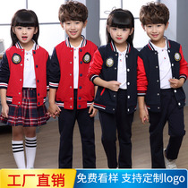 Kindergarten garden uniforms English spring and autumn three-piece baseball uniforms