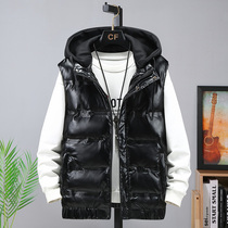 Tide Cards 2023 Autumn Winter Cotton Machia Men Bright Face Down Cotton Suit Big Code Manhood Thickened Jacket With Cap Horse Pinch Man