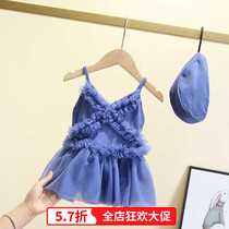 Girl Baby Swimsuit Three-year-old Conjoined Children 2021 New Princess Dress Yarn Swimsuit Foreign Air Swimsuit