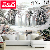 Home Butler Jiangshan Dorao landscape Chinese background wall large murals custom Chinese painting ink landscape painting wall cloth