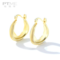 Advanced sense sterling silver earrings female Korean cold wind exaggerated big earrings Net red gold earrings