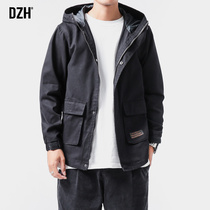Autumn wear 2021 new mens jackets mens casual handsome Tide brand hooded tooling jacket mens loose Japanese