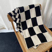Black and white lattice scarves winter warm minimalist wind thickened with enlarged parquet modelled cashmere long section 100 lapped Korean version of the neck woman