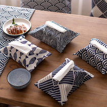 Living room drawing paper bag Japanese tissue box cotton linen fabric simple tissue towel set restaurant car sea corrugated paper box