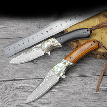 Folding knife Damascus knife forged knife portable color shell knife handle pattern steel knife blade outdoor knife fruit knife