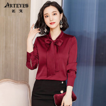 2021 new high-end womens fragrant cloud yarn silk big-name blouse mulberry silk acetic acid fashion foreign style shirt shirt