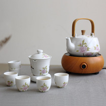 Tea set set Heat-resistant ceramic teapot tea maker Tea cup set Kung Fu tea set Free ceramic stove gift