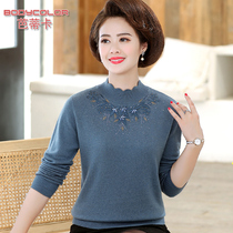 100% pure sheep sweater foreign pistachio mother sweater autumn winter clothing 40-50 years old woman with half-height collars undershirt