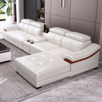 Leather sofa Modern minimalist living room corner Nordic first floor cowhide furniture assembly combination size apartment