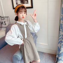 Next win girl dress 21 autumn new fashion college wind Net red loose two-piece dress tide