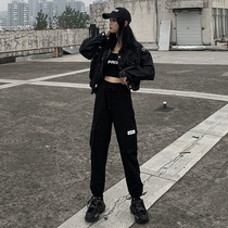 Overalls women loose spring and autumn 2021 New High waist slim Joker High Street ins tide casual toe sports pants