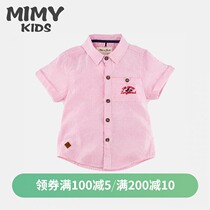 2020 new summer pure cotton childrens short-sleeved shirt fresh boys summer clothes foreign style baby top mens shirt handsome