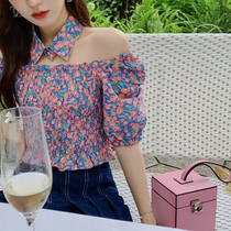 In momo two wear careful machine suit Womens summer new French small floral dress small shirt two-piece set