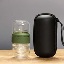 Glass travel tea set storage bag Quick cup Elegant cup One pot two cups with filter outdoor tea cup