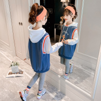 South Koreas autumn and winter Girls suit the big boys leggings the two-piece girls loose coat tide