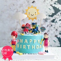 Net red cake decoration dog girl childrens birthday baking flag festival dress doll