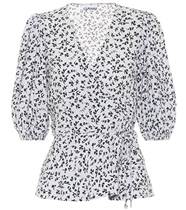  2021 GANNI floral crepe yarn wrapped in a blouse for women