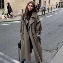 2021 new black bifacial cashmere dresses woman mid-to-high-end Korean version over kneecap thickened fur coat