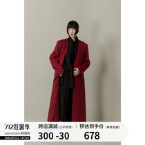 VAPOURBLUE original v collar red sheep plush male and female winter New Year wardrobes long style clothes