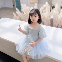 Girls dress 2022 New Summer Dress High-end Princess Dress Children Pink Dress Dress Baby Summer Dress Dress