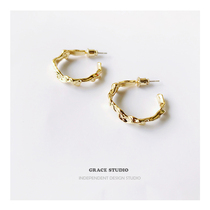 G S lava European and American retro C type ear spikes irregularly rugged and small crowdsourced design earrings Gilded Trendy Earrings Woman