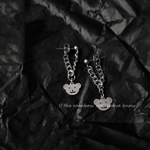 ins tide hip-hop bear earrings sweet cool chain earrings female personality niche design sense all-match cold wind couple