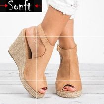Ply-size womens shoes 41-43 wedges fish-toe heels and