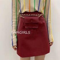 FANGIRLS Koreas early autumn new high waist fix with legs long and slim half skirt chain purse