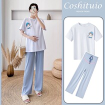 Pregnant woman suit out of fashion style small sub summer short sleeve t-shirt two-piece covered surrogacy and summer clothing blouse
