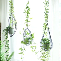 Hanging pot Flower pot Hanging Nordic style Forest pastoral roof green plant decoration Wrought iron hanging basket hanging balcony hanging