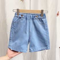 Girl Denim Shorts 2021 new foreign air CUHK Childrens tennis Red Summer thin Lace Hot Pants Girl Pants