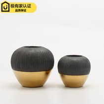 New Chinese retro simple light luxury black gold ceramic cans ornaments model room TV cabinet wine cabinet porch soft decorations