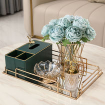 Light luxury Nordic drawing paper home living room coffee table multi-function remote control storage tray table tissue box decorations