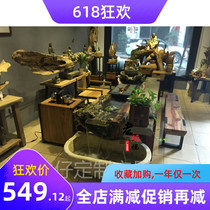 Solid wood trunk camphor wood fish farming water tea table and chair combination Zen tea table creative kung fu tea table Chinese tea table