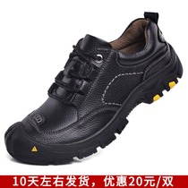 Spring American Foreign Trade Shoes Leather Leather Shoes Outdoor Shoes Climbing Shoes Men Waterproof Shoes Non-slip Hiking Shoes Plus Suede Cotton Shoes