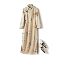 Qipao 2021 The new womens autumn vegetarian elegant retro Chinese wind flowers with a young improved one-piece dress