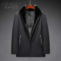 Whole leather mink Pike suit mens lapel mink coat middle-aged man casual mink liner coat winter fur