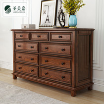 American solid wood seven-drawer cabinet Six-drawer cabinet Dining side cabinet Porch cabinet Bedroom bed front TV cabinet locker nine-drawer cabinet